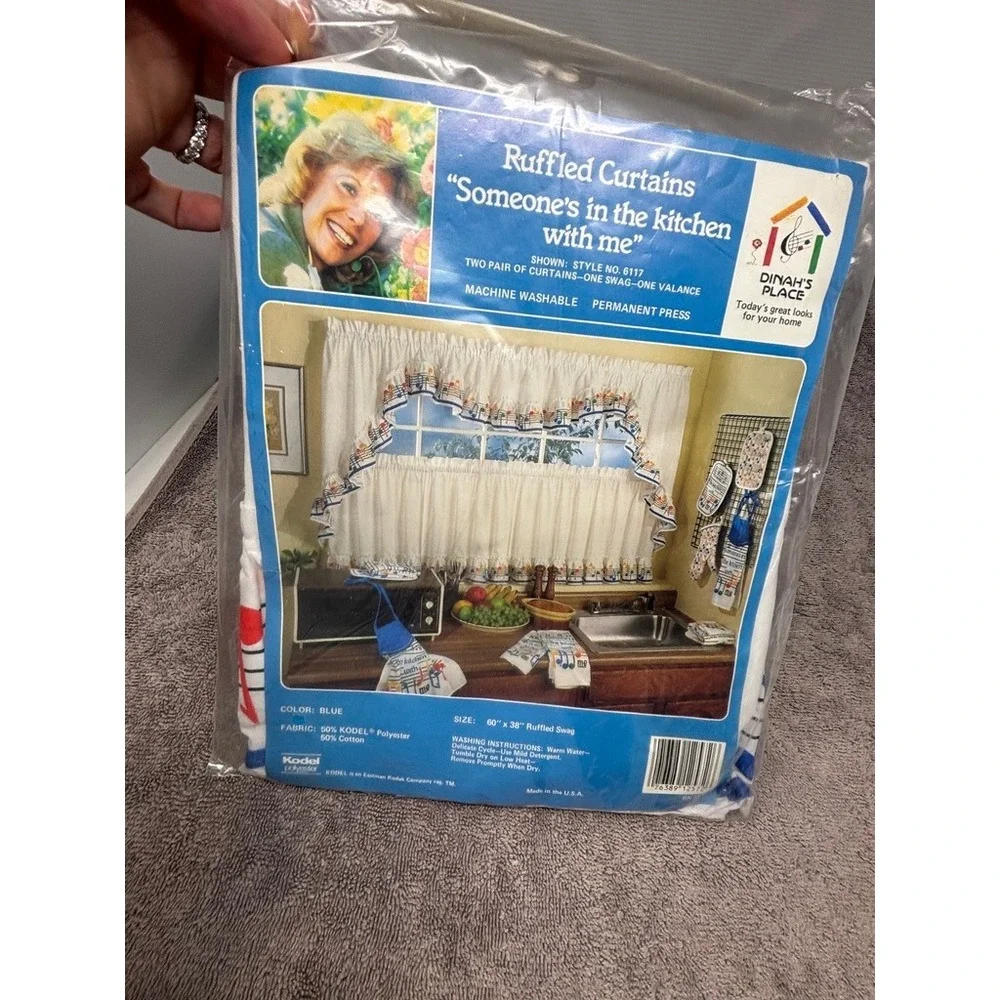 Vtg NOS Dinah's Place Musical Notes Ruffled Kitchen Curtain Swag Tier Valance